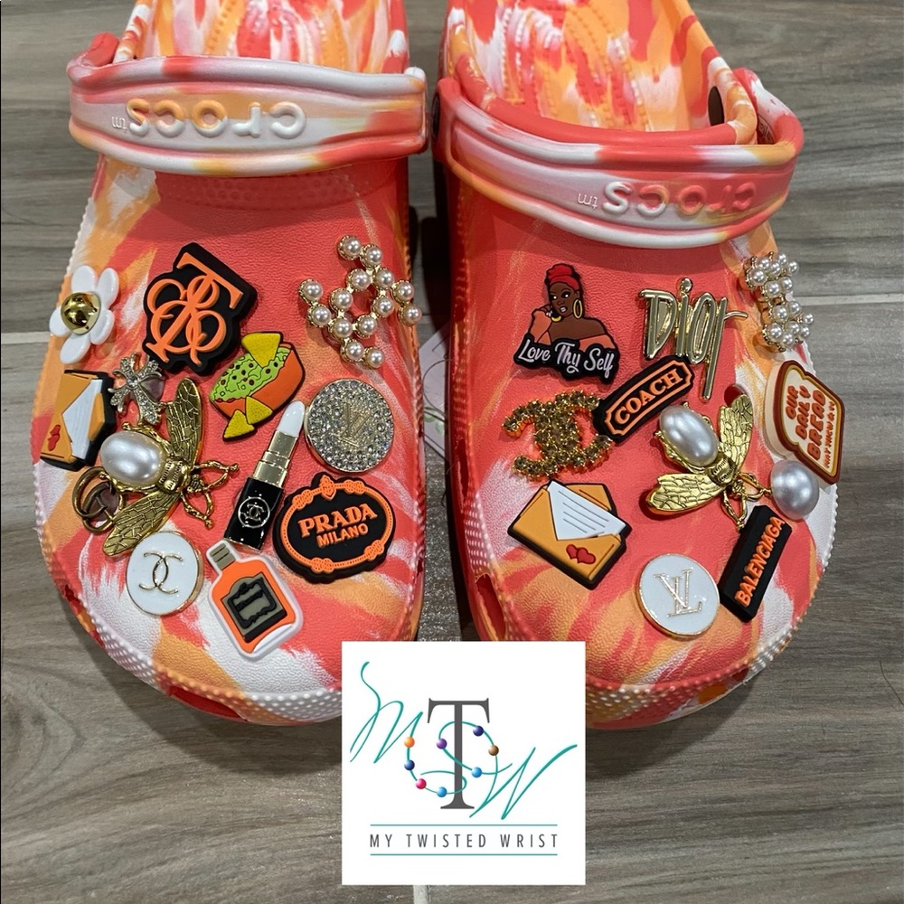 Peach Marble Croc Clogs